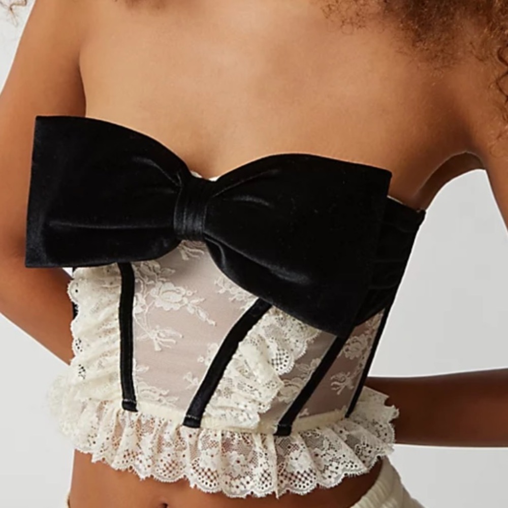 Out From Under Bow Down To Me Velvet & Lace Corset